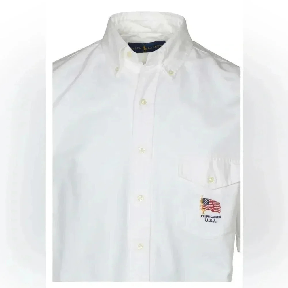 Ralph Lauren Mens USA Solid Button Up Shirt, - Picture 3 of 5